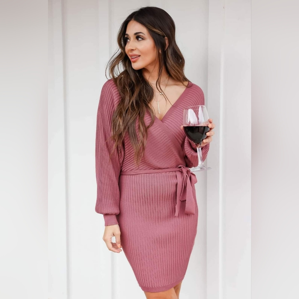 Best Day Ever Sweater Dress - Dusty Rose - Small